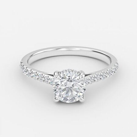 Versailles Round Lab Created Diamond Hidden Halo Engagement Ring