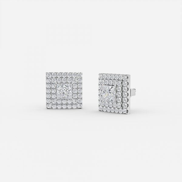 Princess Lab Grown Diamond Double Halo Earring