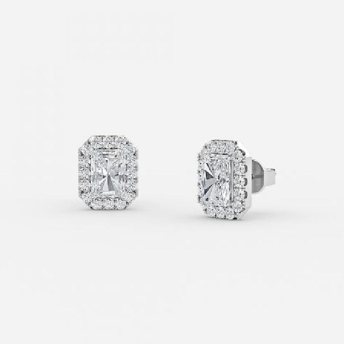 Radiant Lab Grown Diamond Halo Earring