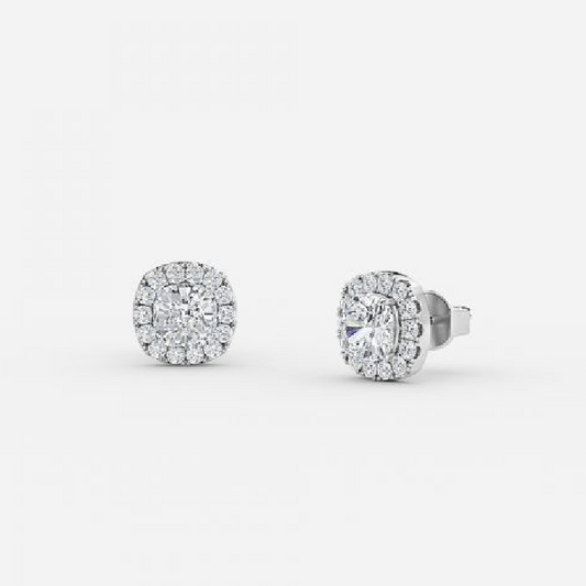 Cushion Lab Grown Diamond Halo Earring