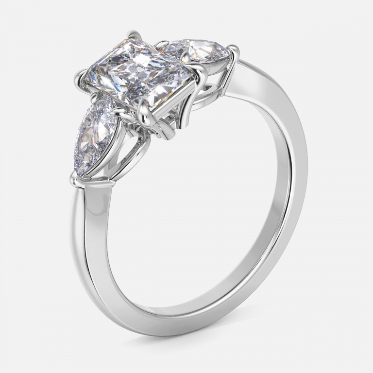 Olina Radiant Three Stone Engagement Ring