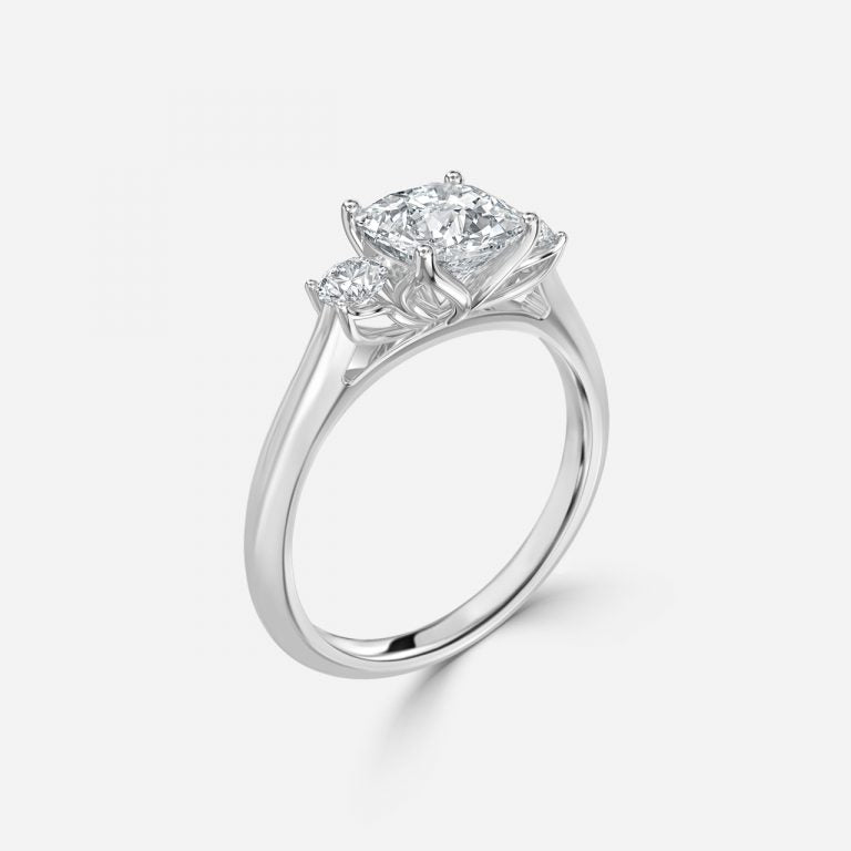 Olivia Cushion Three Stone Lab Grown Diamond Engagement Ring