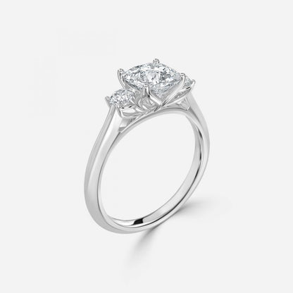 Olivia Cushion Three Stone Lab Grown Diamond Engagement Ring