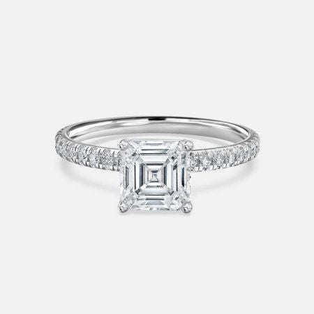 Luz De La Luna Asscher Diamond Band Engagement Ring