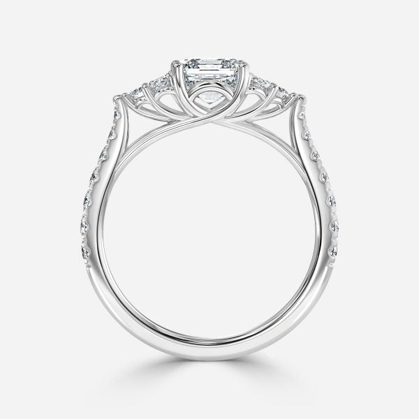 Elizabeth Asscher Three Stone Lab Created Diamond Engagement Ring