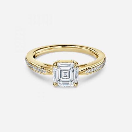 Fior Asscher Diamond Band Engagement Ring