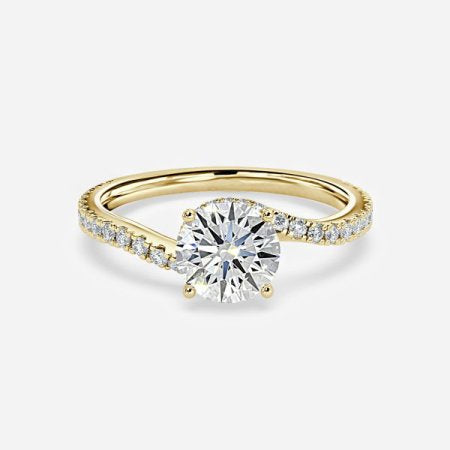 Una Round Lab Created Diamond Hidden Halo Engagement Ring