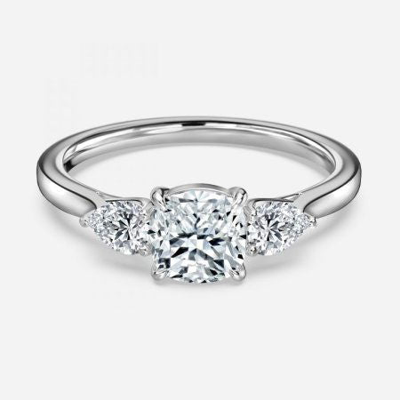 Nita Cushion Three Stone Lab Grown Diamond Engagement Ring