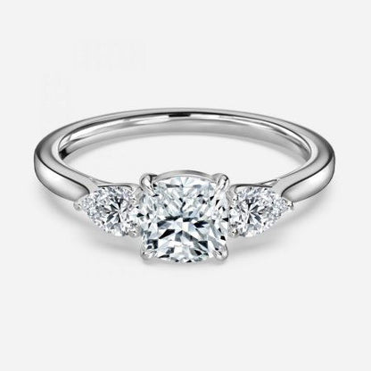 Nita Cushion Three Stone Lab Grown Diamond Engagement Ring