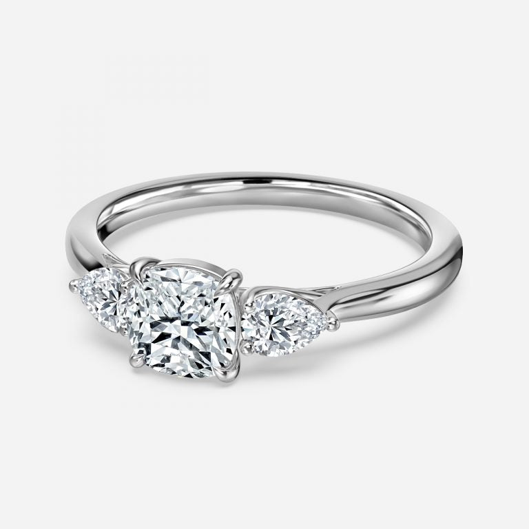 Nita Cushion Three Stone Lab Grown Diamond Engagement Ring