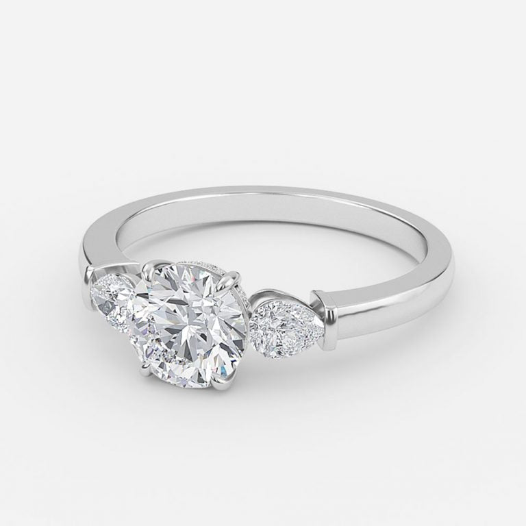 Melanie Round Lab Grown Diamond Three Stone Engagement Ring